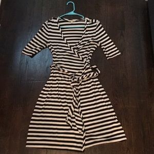 Black and white wrap dress